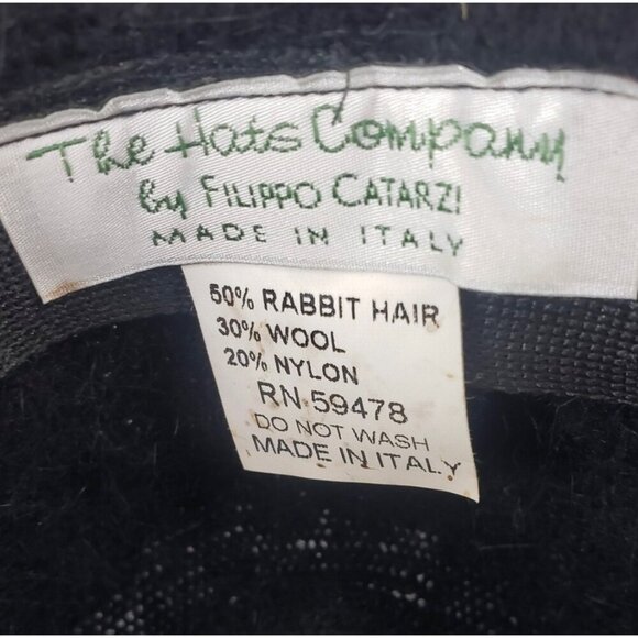 Vintage Black Rabbit hair Wool Fluffy Bucket Hat - Picture 8 of 8